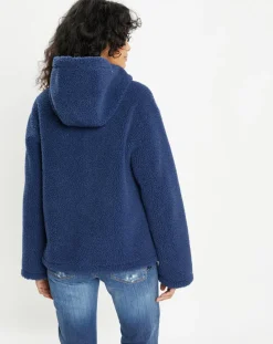 Blouson réversible en Fausse Fourrure Short Hood indigo