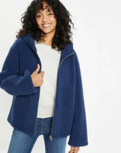 Blouson réversible en Fausse Fourrure Short Hood indigo