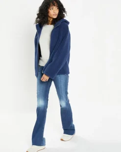 Blouson réversible en Fausse Fourrure Short Hood indigo