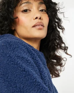 Blouson réversible en Fausse Fourrure Short Hood indigo