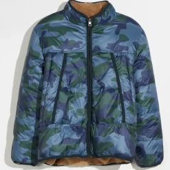 Blouson réversible fourré Herald bleu/camel