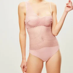Body asymétrique paddé Garnet rose