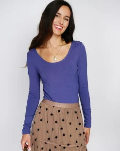 Body en Soie mélangée Clarisse bleu jean