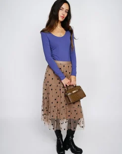 Body en Soie mélangée Clarisse bleu jean