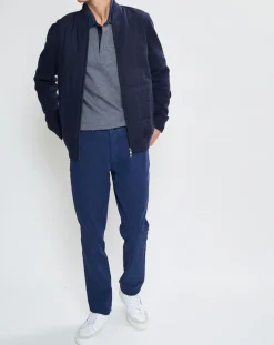 Bombers en Cachemire mélangé bimatière Nylon Tricot bleu marine