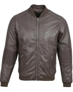 Bombers en Cuir Blois marron