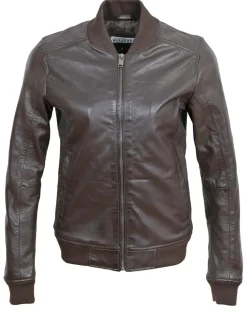 Bombers en Cuir Byfan marron