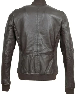 Bombers en Cuir Byfan marron
