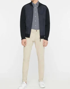 Bombers en nylon & maille bleu nuit