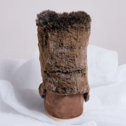 Boots Après-ski en Velours de Cuir et fausse fourrure Soft Fur marron