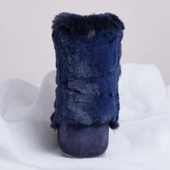Boots Après-ski en Velours de Cuir et fausse fourrure Soft Fur bleu foncé