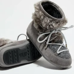 Boots Basses en Velours de Cuir & Fausse Fourrure Side Wool grises