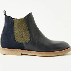 Boots bi-matière en Cuir bleu foncé