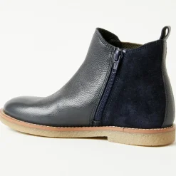 Boots bi-matière en Cuir bleu foncé