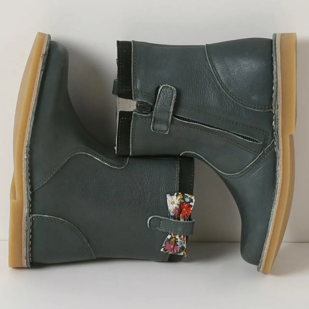 Boots en Cuir Liberty vert foncé