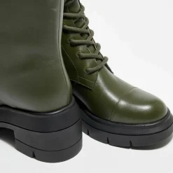 Boots en Cuir Nisha kaki - Talon 7,5 cm