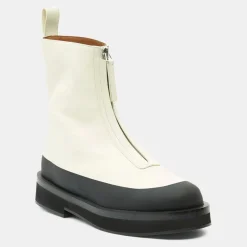 Boots en Cuir Zip écrues