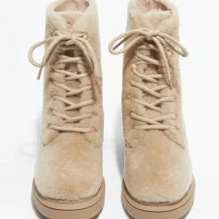 Boots en Peau de Mouton Nisha beiges - Talon 7,5 cm