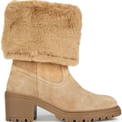 Boots en Velours de Cuir Damiana toffee/beige - Talon 6.5 cm