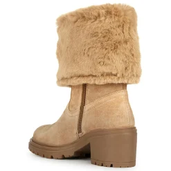Boots en Velours de Cuir Damiana toffee/beige - Talon 6.5 cm