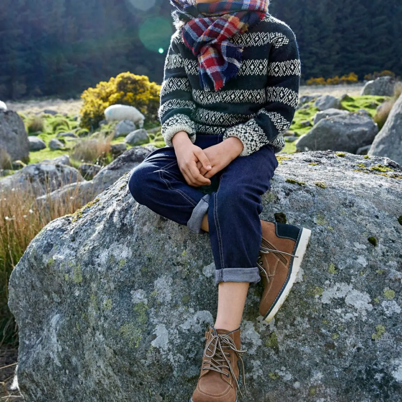 Boots en Velours de Cuir marron cognac