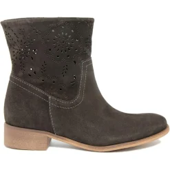 Boots en Velours de Cuir Camilla kaki