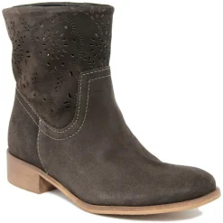 Boots en Velours de Cuir Camilla kaki