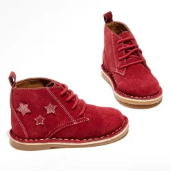 Boots en Velours de Cuir Lou bordeaux