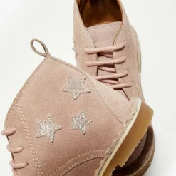 Boots en Velours de Cuir Lou beige rosé