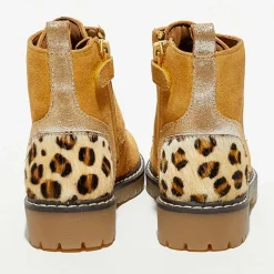 Boots en Velours de Cuir Nina moutarde