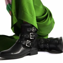 Boots fourrées en Cuir et Velours de Cuir Fitelo noires