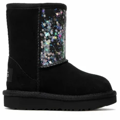 Boots fourrées Laine en Velours de Cuir Glitter noires