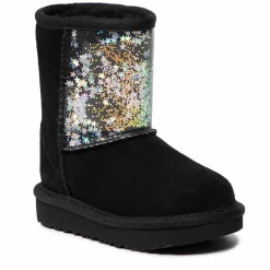 Boots fourrées Laine en Velours de Cuir Glitter noires