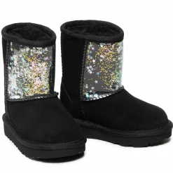 Boots fourrées Laine en Velours de Cuir Glitter noires