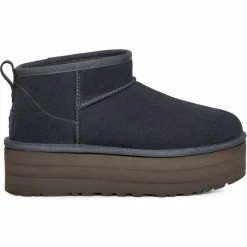 Boots fourrées Laine en Velours de Cuir Classic Mini Platform marine
