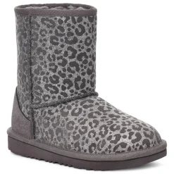 Boots fourrées Laine en Velours de Cuir Classic II Glitter Léopard grises