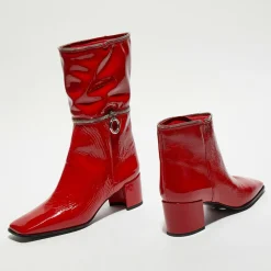 Bottes en Cuir Billi à multiples zips bordeaux - Talon 5 cm