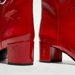 Bottes en Cuir Billi à multiples zips bordeaux - Talon 5 cm