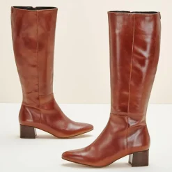 Bottes en Cuir Carlotine Cognac