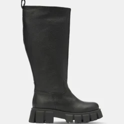 Bottes en Cuir chunky Campagne noires