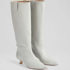 Bottes en Cuir Eden gris clair - Talon 4,5 cm