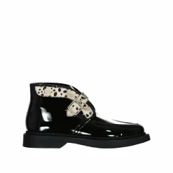 Bottes en cuir et fourrure noires