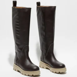 Bottes en Cuir Luna marron foncé