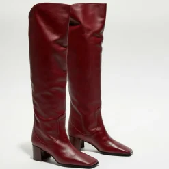Bottes en Cuir Tessa bordeaux - Talon 5 cm