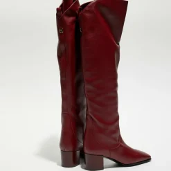 Bottes en Cuir Tessa bordeaux - Talon 5 cm