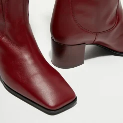 Bottes en Cuir Tessa bordeaux - Talon 5 cm