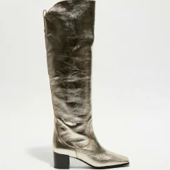 Bottes en Cuir Tessa champagne - Talon 5 cm