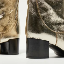 Bottes en Cuir Tessa champagne - Talon 5 cm