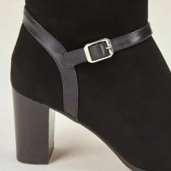 Bottes en Velours de Cuir Chloee noires - Talon 7 cm