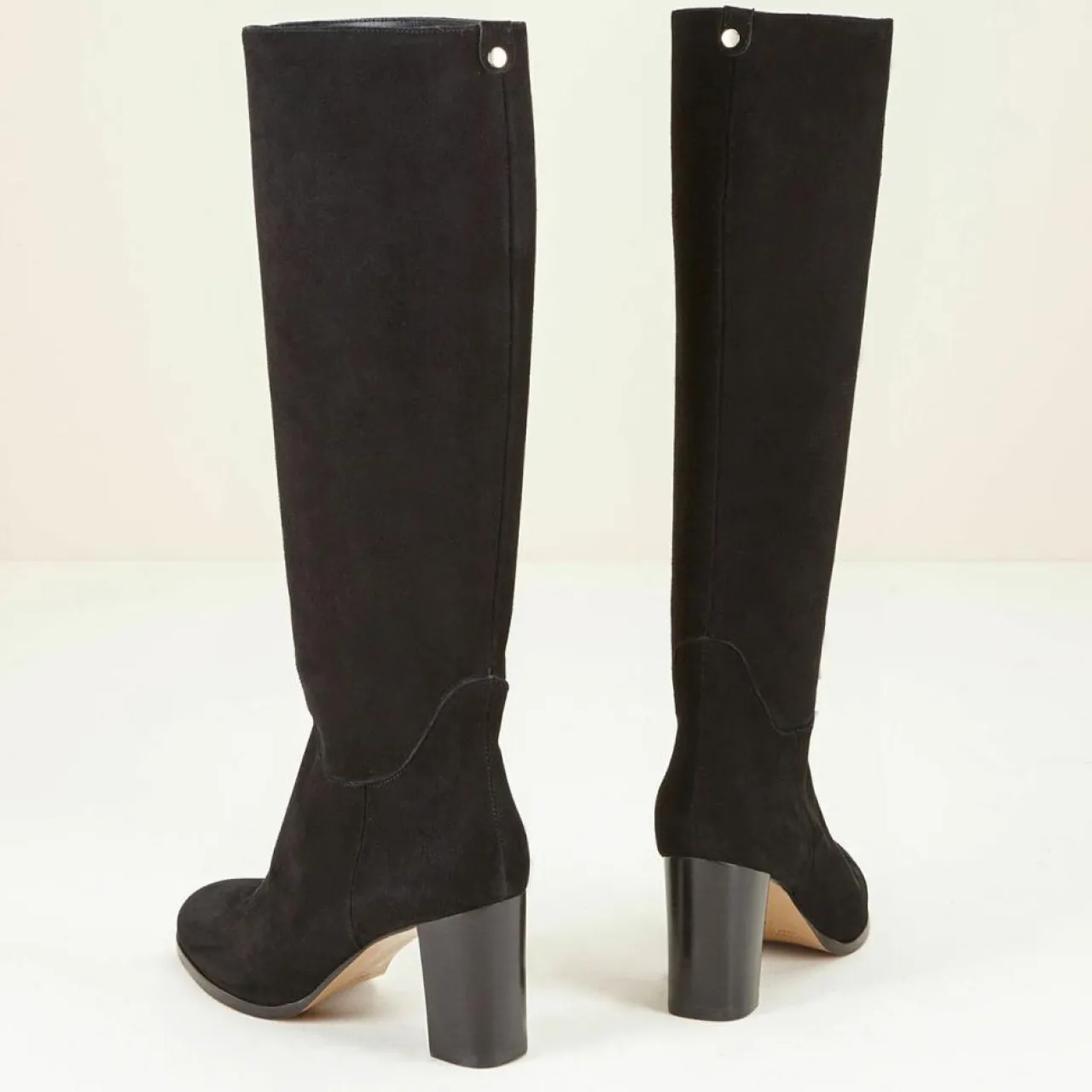 Bottes en Velours de Cuir Cavanna noires - Talon 7 cm